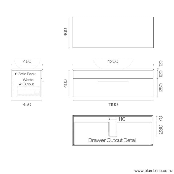 Progetto Vanity Mia Opaco 1200 Vanity | 1 Drawer Sand Oak