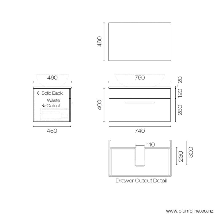 Progetto Vanity Mia Opaco 750 Vanity | 1 Drawer Sand Oak