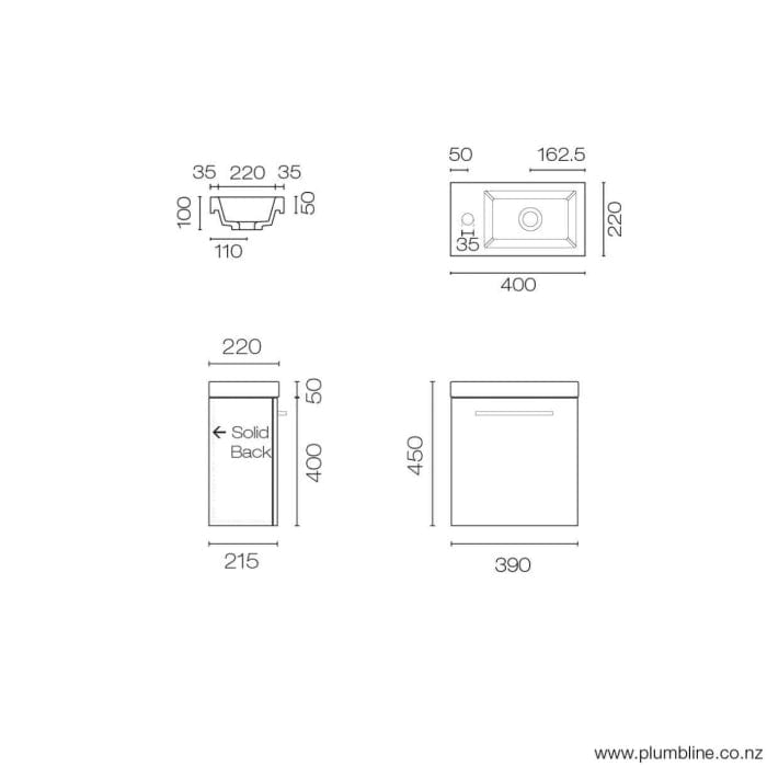 Progetto Vanities Mia 400 Wall Vanity | 1 Door White Gloss
