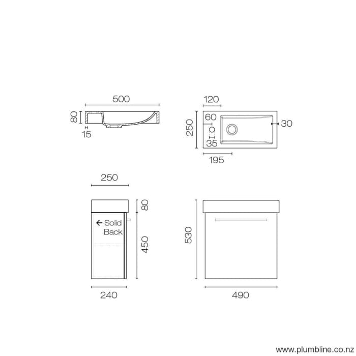 Progetto Vanity Mia 500 Wall Vanity | 1 Door Black Oak