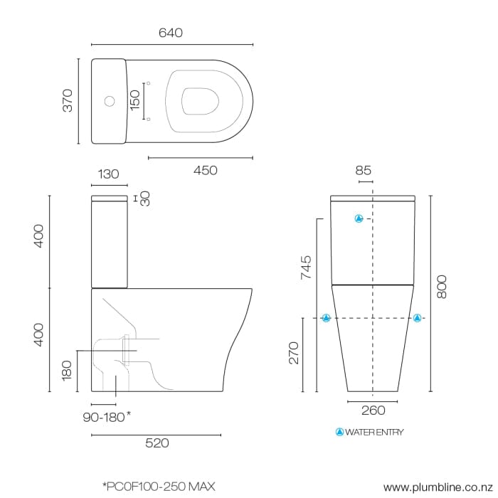 Plumbline Toilet Suite Reflex Rimless Back to Wall Toilet Suite