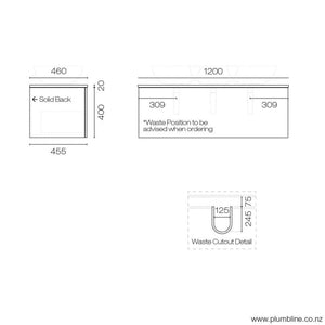 The Bathroom Shop Vanity Reflex Opaco 1200 2 Drawer Vanity