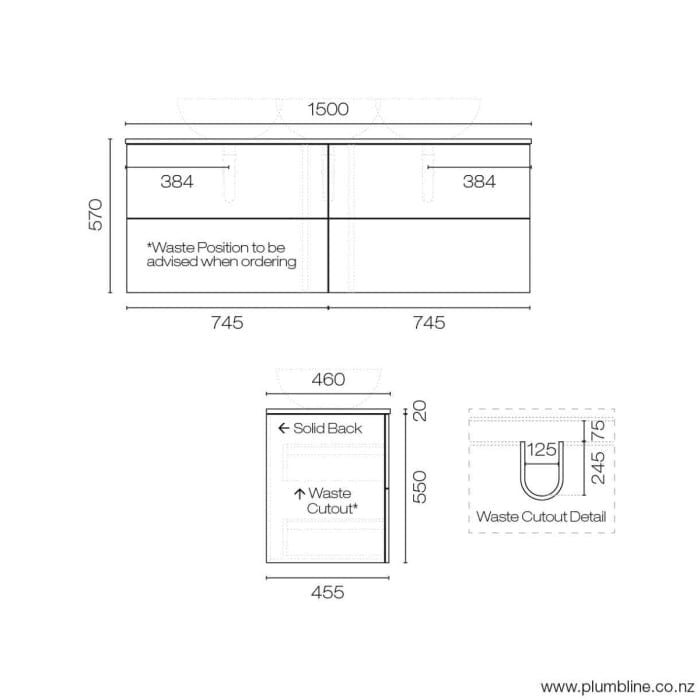 The Bathroom Shop Vanity Reflex Opaco 1500 4 Drawer Vanity