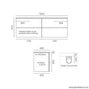 The Bathroom Shop Vanity Reflex Opaco 1500 4 Drawer Vanity