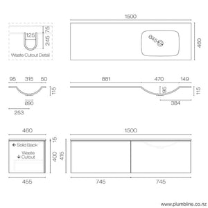 The Bathroom Shop Vanity Reflex Spio 1500 2 Drawer Vanity Right Basin