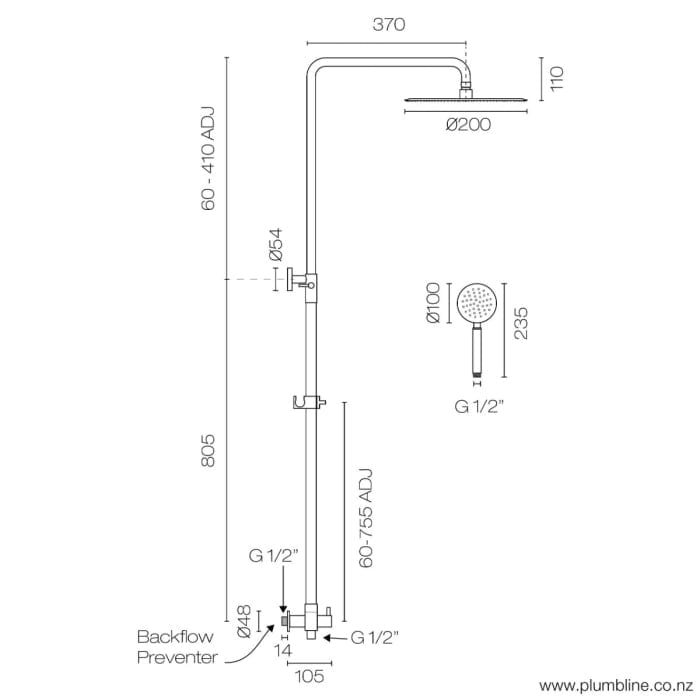 Progetto shower Swiss Shower Column | Brushed Stainless Steel