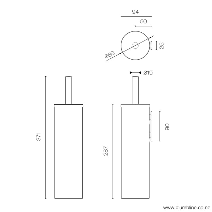Progetto Bathroom Accessories Swiss Toilet Brush & Holder | Brushed Stainless Steel