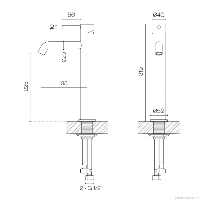 Progetto Basin Tap Swiss Tall Basin Mixer | Brushed Stainless Steel