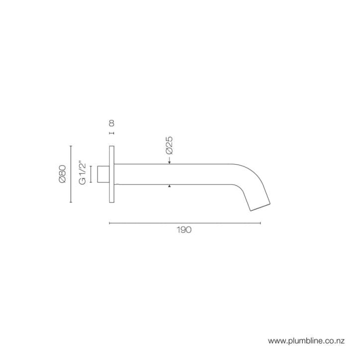 Progetto Spout Swiss Wall Mount Bath Spout | Brushed Stainless Steel