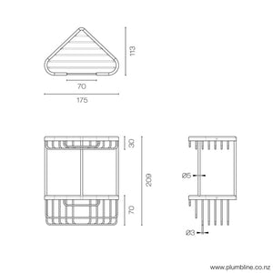 Progetto Bathroom Accessories Eco Style 2 Tier Corner Wire Basket | Chrome