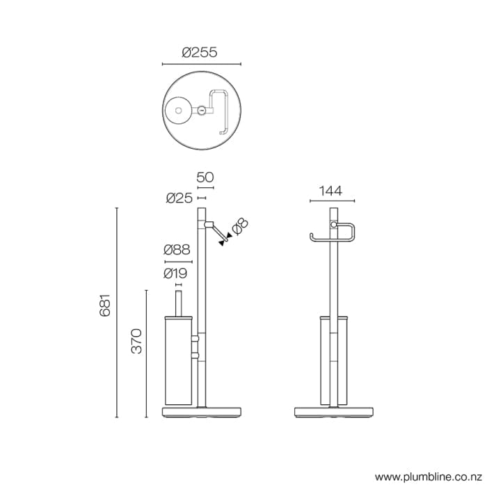 Progetto Bathroom Accessories Eco Style Freestanding Toilet Roll Holder & Toilet Brush | Chrome