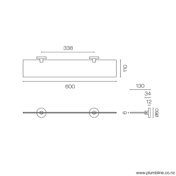 Progetto Bathroom Accessories Eco Style Glass Shelf | Chrome