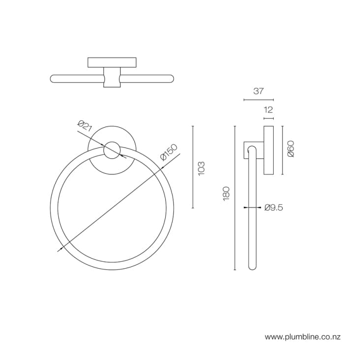 Progetto Towel Rail Eco Style Hand Towel Ring | Chrome