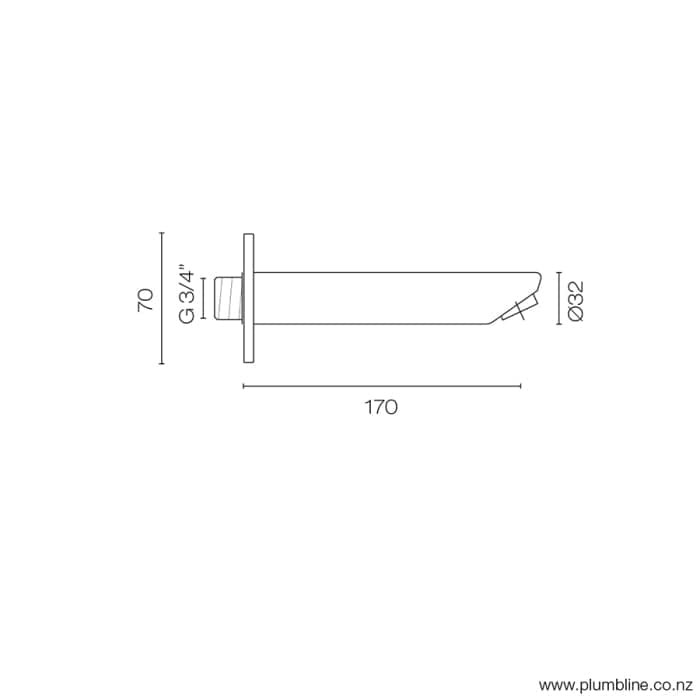 Progetto Spout Eco Style Wall Mount Bath Spout | Chrome