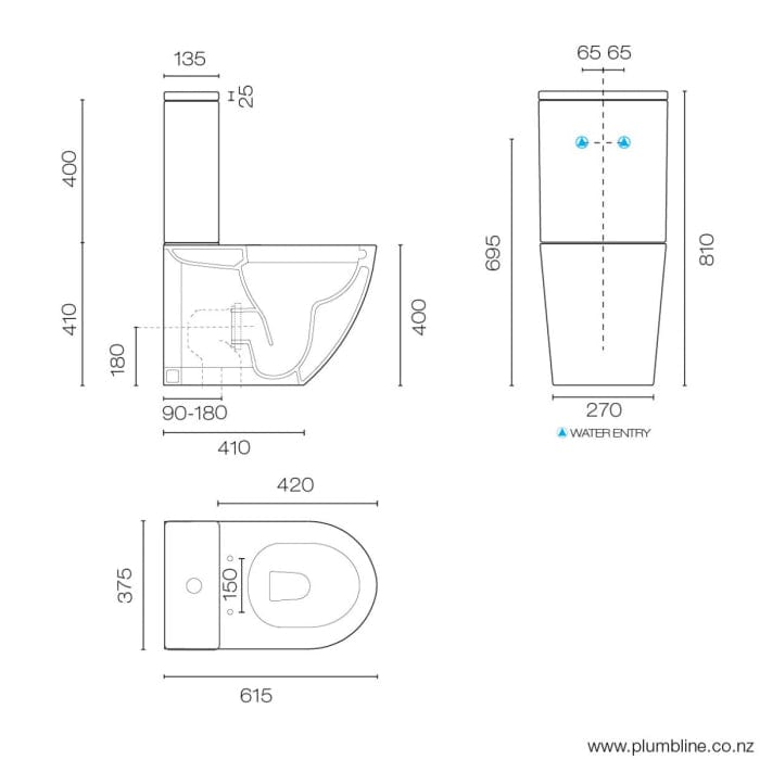 Plumbline Toilet Suite Zen Rimless Back to Wall Toilet Suite with Slim Seat