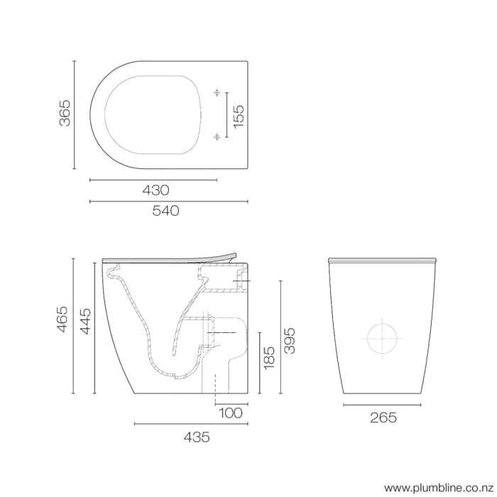 Plumbline Toilet Suite Zen Rimless Overheight Floor Mount Toilet with Slim Seat