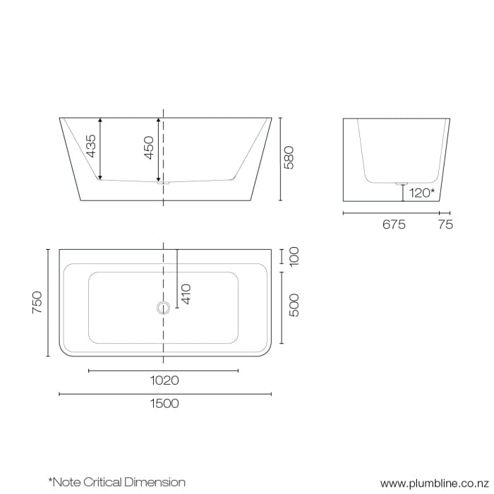 Progetto Bath Zone 1500 Back to Wall Bath