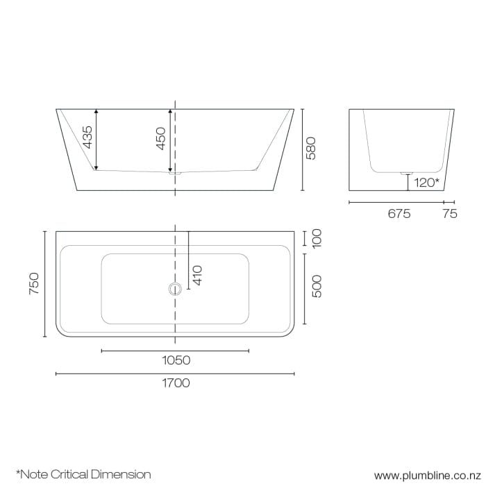 Progetto Bath Zone 1700 Back to Wall Bath