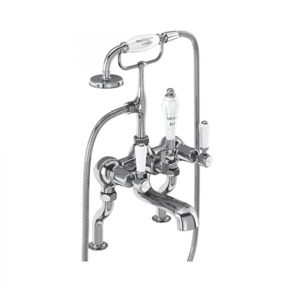 Burlington Bath Tap Burlington Kensington Deck Mounted Bath/Shower Mixer | Chrome White