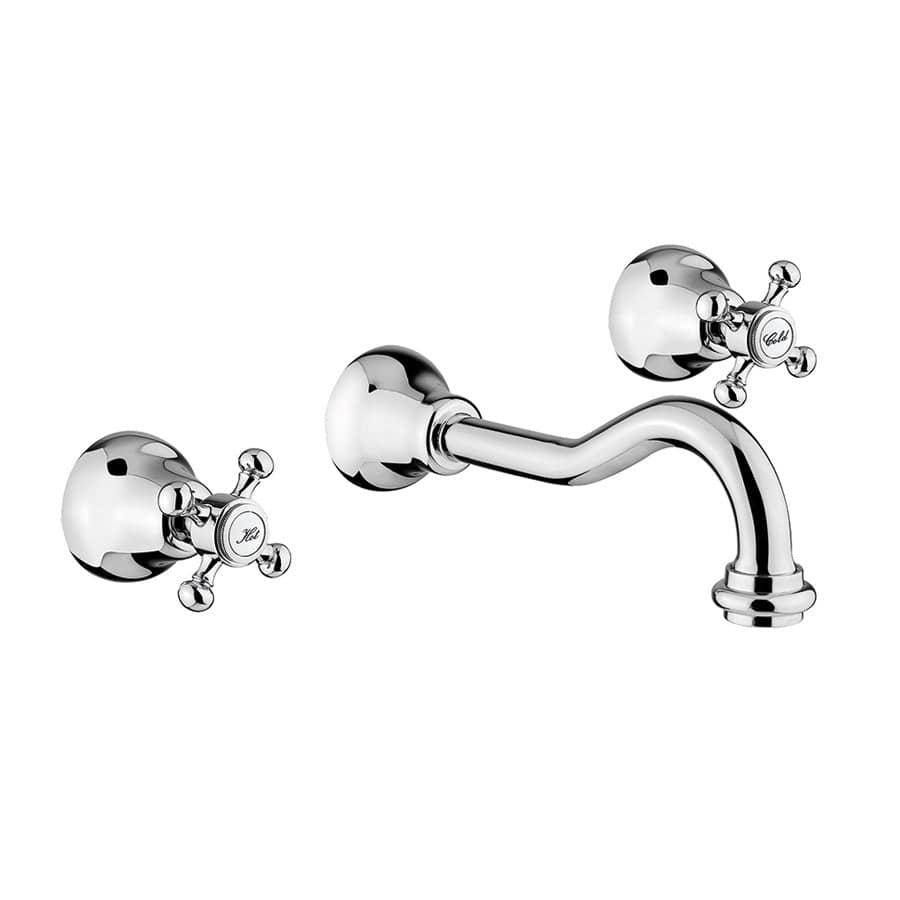 Plumbline Basin Tap McKinley Empire 3 Hole Wall Mount Basin Mixer | Chrome