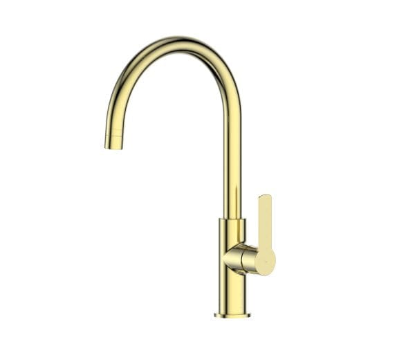 Greens Kitchen Tap Greens Astro II Gooseneck Sink Mixer | Brushed Brass