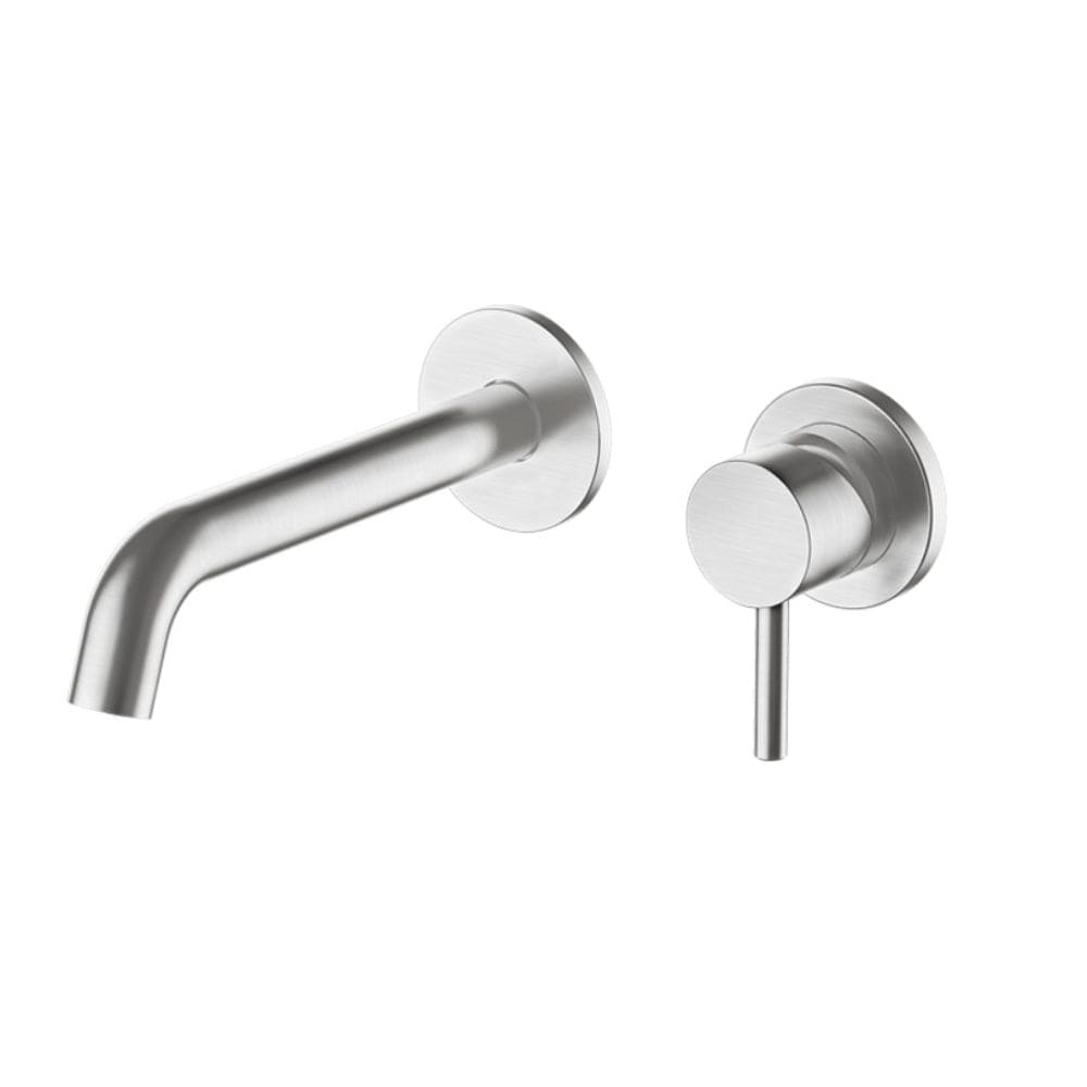 Progetto Basin Tap Swiss Wall Mounted Mixer & Spout | Brushed Stainless Steel