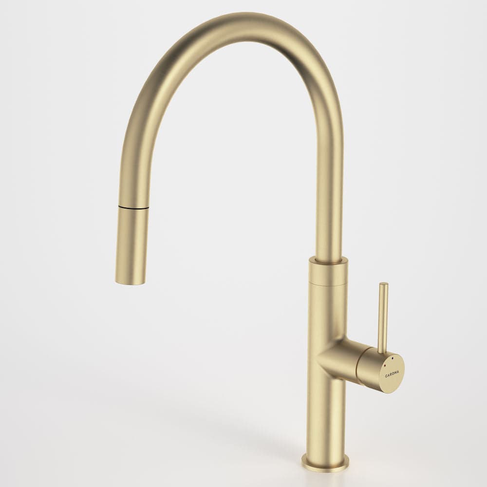 Caroma Kitchen Tap Caroma Liano II Pull Out Sink Mixer | Brushed Brass