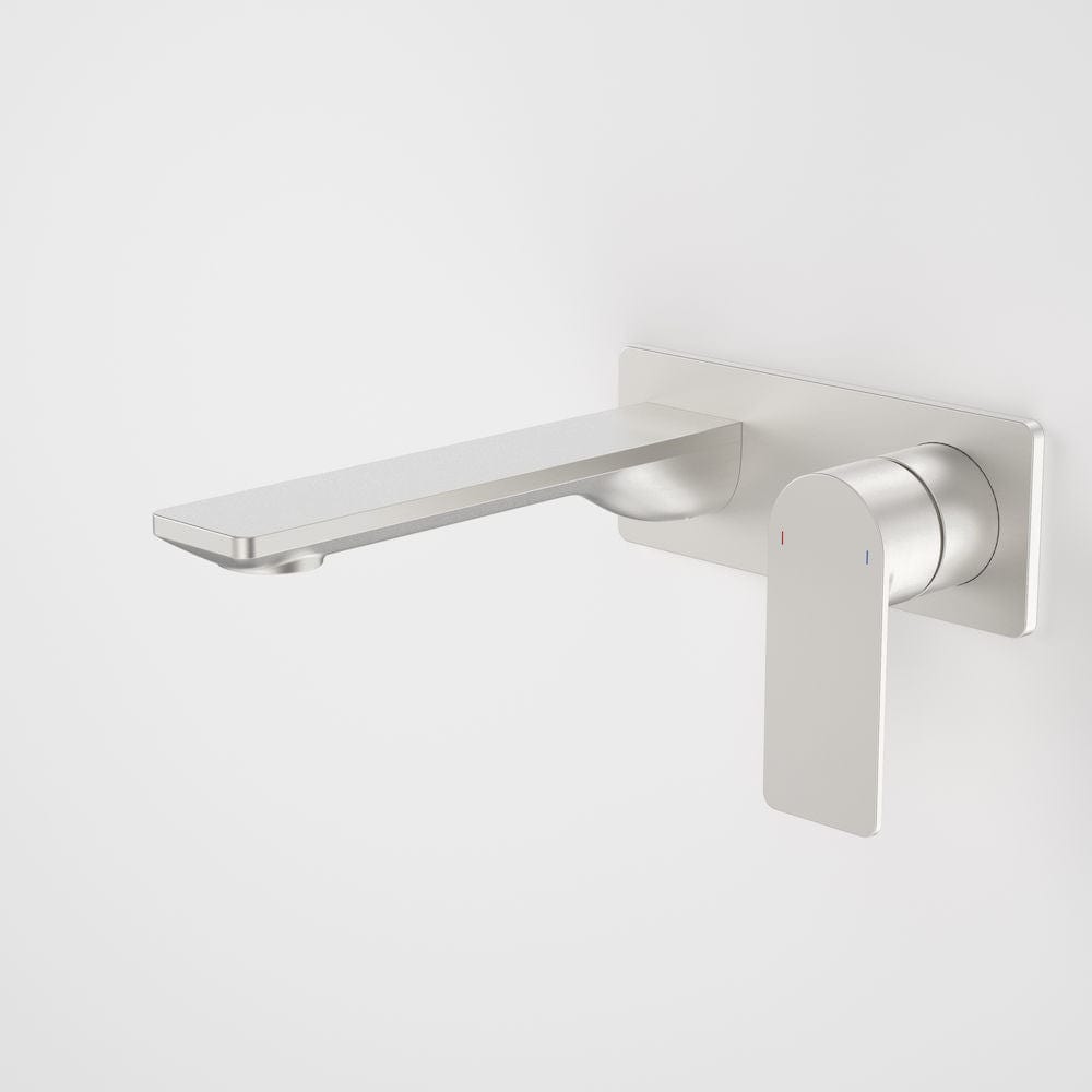 Caroma Basin Tap Caroma Urbane II Rectangular Wall Basin/Bath Mixer 180mm | Brushed Nickel