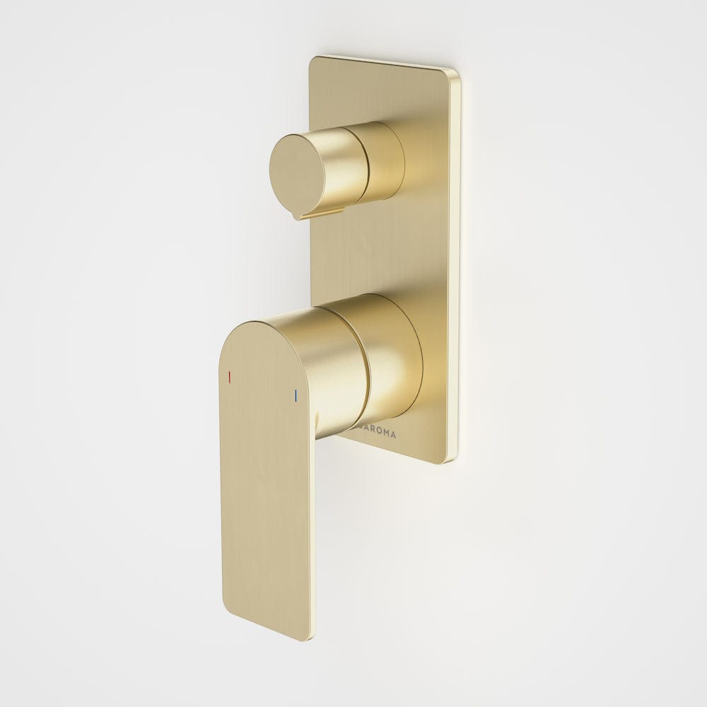 Caroma Shower Mixer Caroma Urbane II Rectangular Shower Mixer with Diverter | Brushed Brass