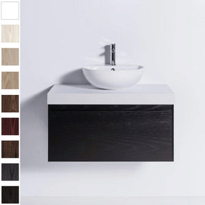 Bath & Co Vanity Michel César Moode 900 Vanity | 1 Basin + 1 Drawer Timber Veneer / Akashi Grey