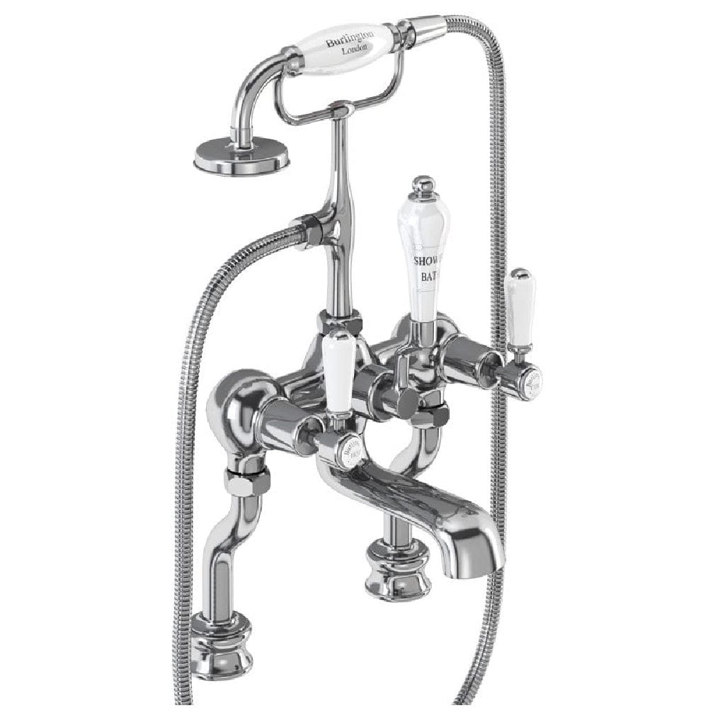 Burlington Bath Tap Burlington Kensington Regent Deck Mounted Bath/Shower Mixer | Chrome Black