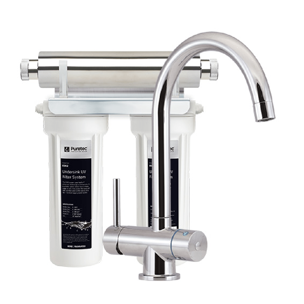 Puretec Filter Tap Puretec Tripla T4 Triple Action LED Kitchen Mixer + Rainwater Filter | Chrome