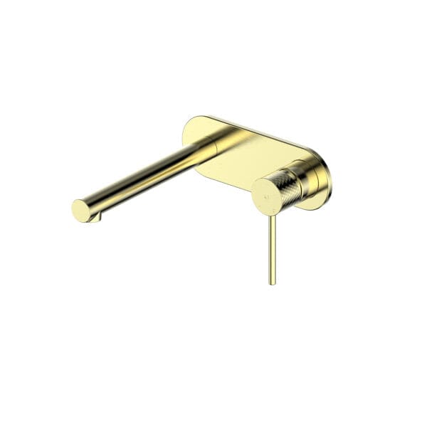 Greens Basin Tap Greens Mika Wall Basin Mixer with Faceplate | Brushed Brass