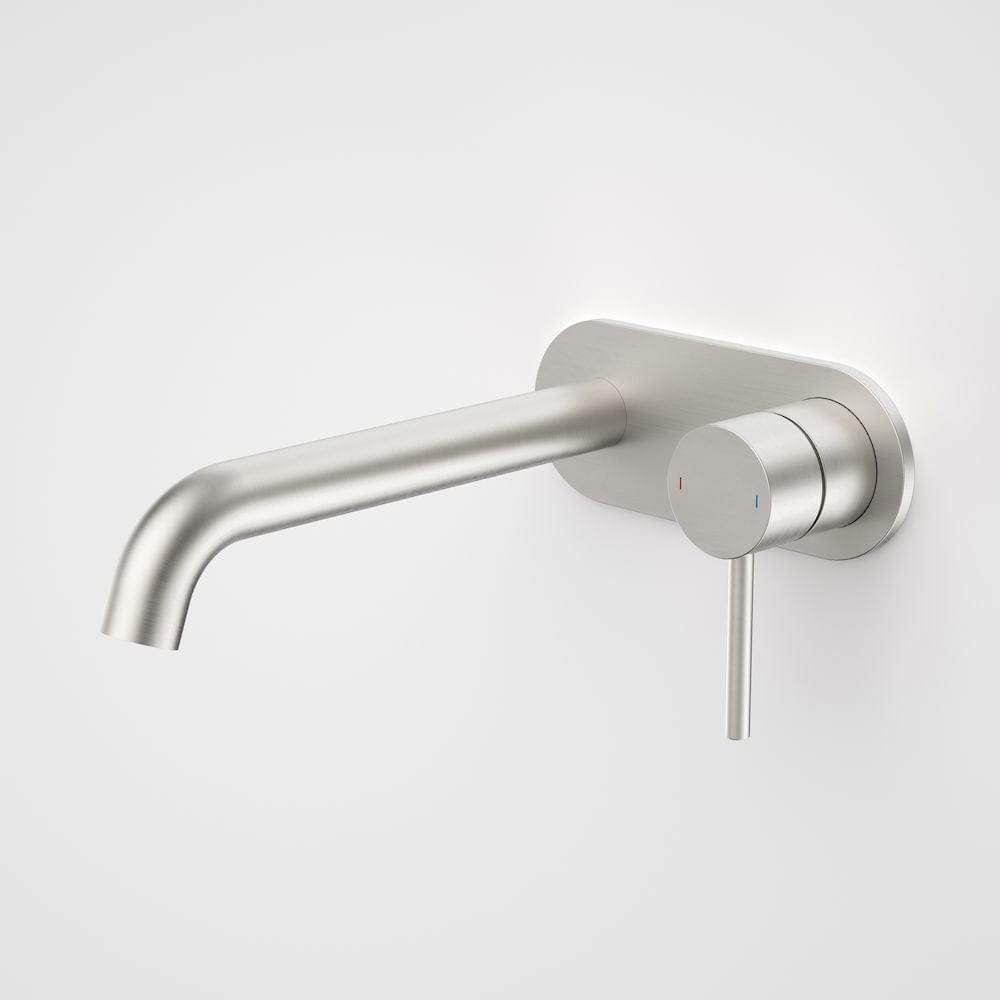 Caroma Basin Tap Caroma Liano II Wall Basin/Bath Mixer on Backplate 210mm | Brushed Nickel