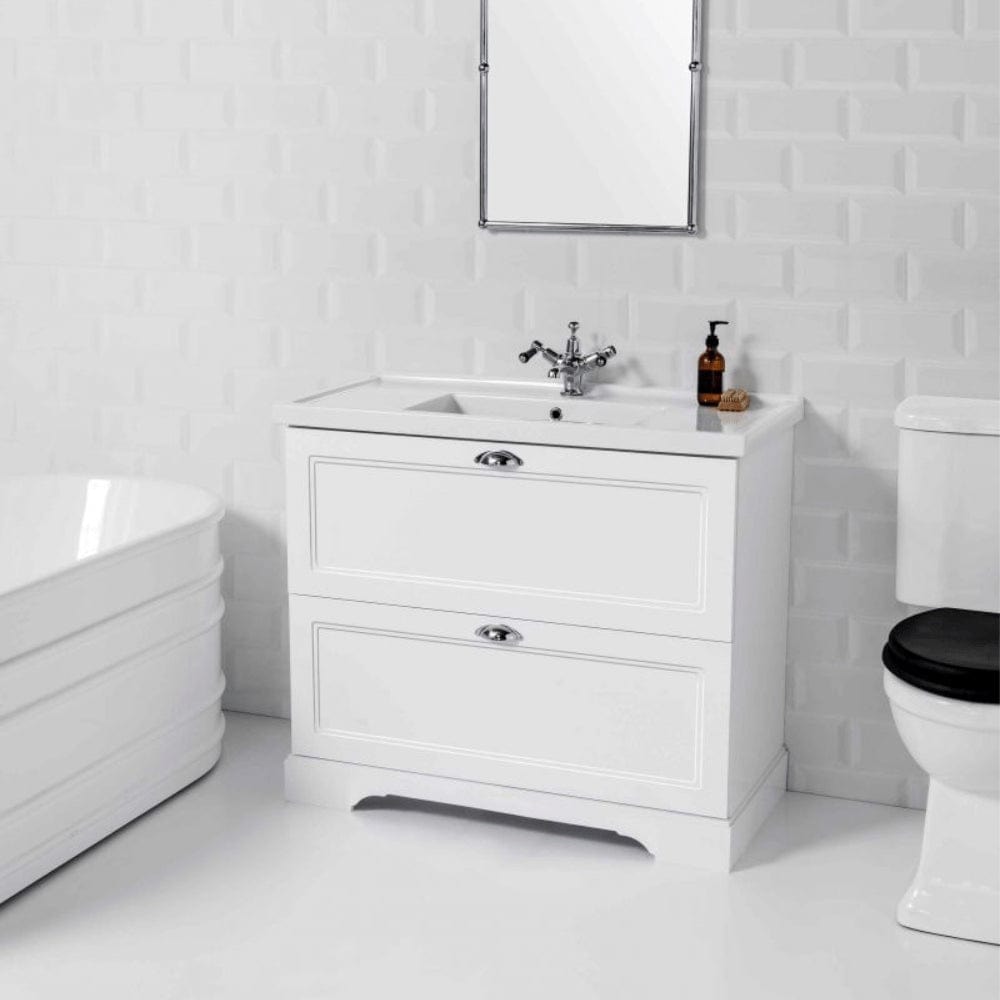 Bath & Co Vanity Burlington English Classic 1000 Floor Vanity | 1 basin + 2 Drawers Custom Matte Paint / Antique Bronze