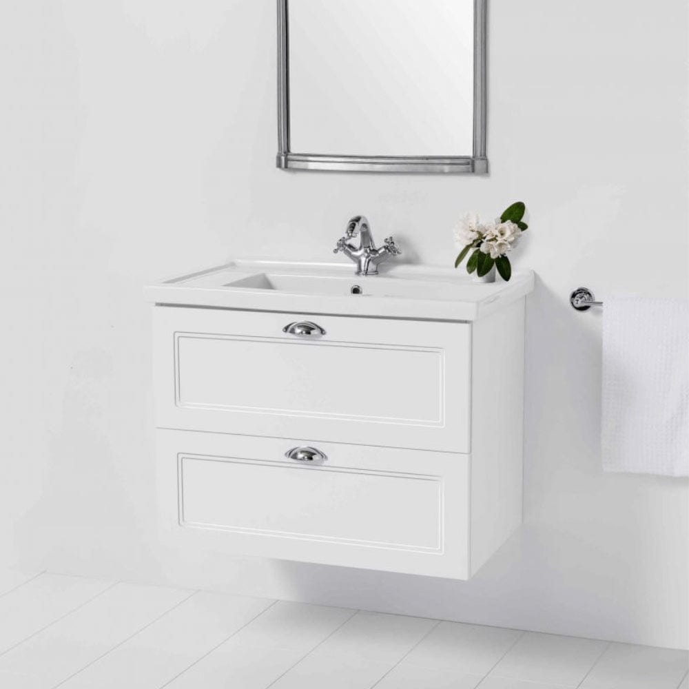 Bath & Co Vanity Burlington English Classic 810 Wall Vanity | 1 Basin + 2 Drawers Custom Matte Paint / Antique Pewter