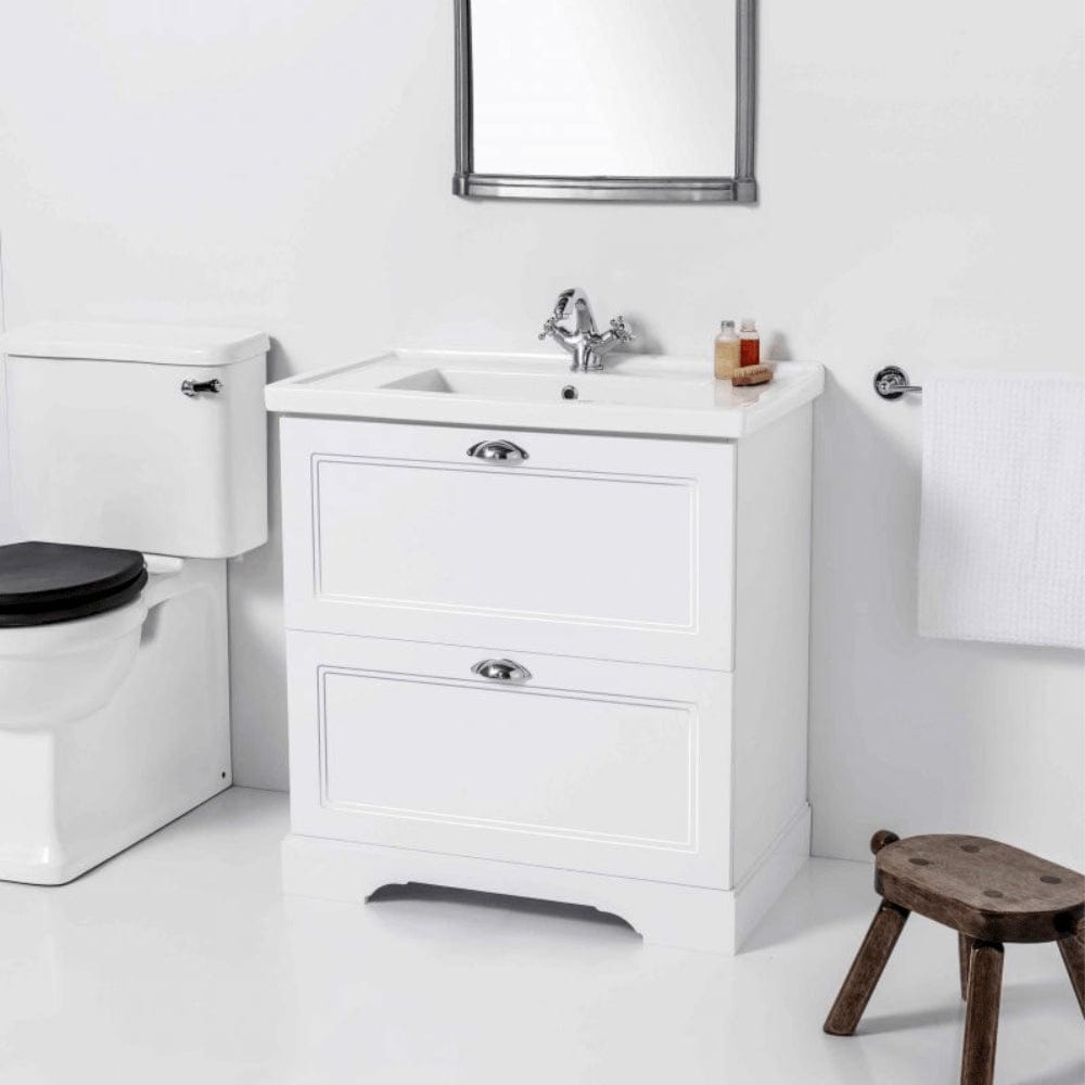Bath & Co Vanity Burlington English Classic 700 Floor Vanity | 1 Basin + 2 Drawers Custom Matte Paint / Antique Pewter