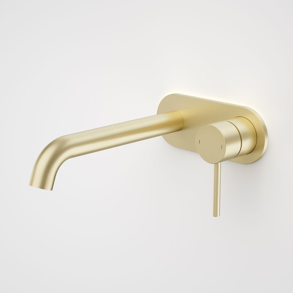 Caroma Basin Tap Caroma Liano II Wall Basin/Bath Mixer on Backplate 210mm | Brushed Brass