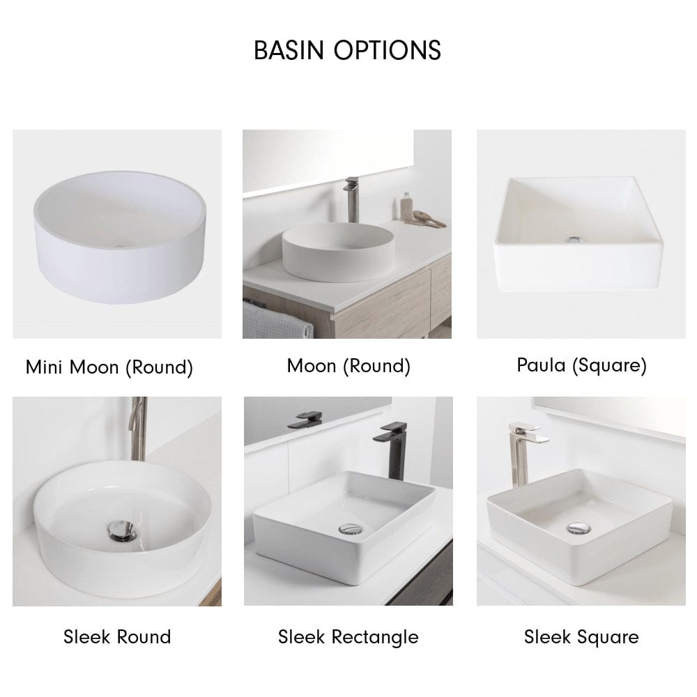 Bath & Co Vanity VCBC Soft Solid Surface 1200 Wall Vanity | 1 Basin, 1 Drawer + Shelf