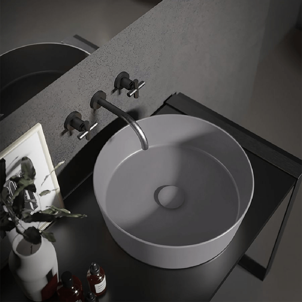 Bath & Co Basin Michel César Happy Hour Slim Counter Top Basin | Cement