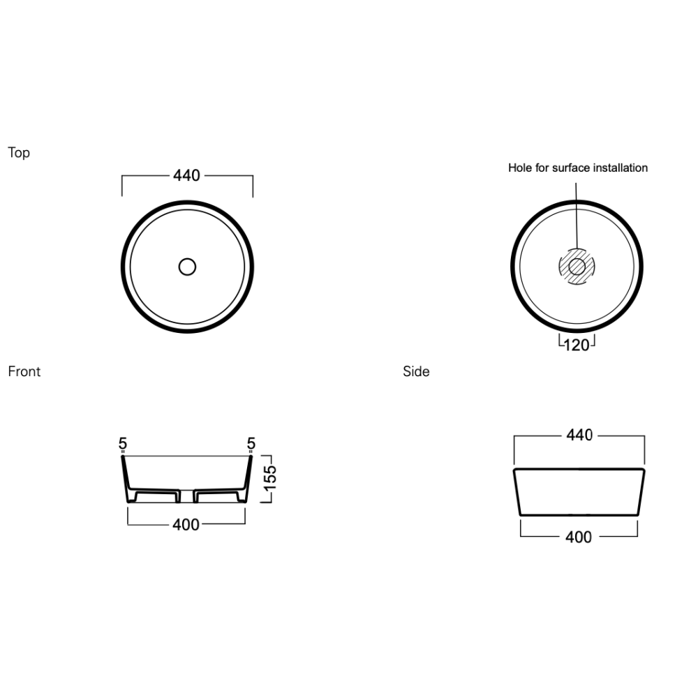 Bath & Co Basin Michel César Happy Hour Slim Counter Top Basin | Anthracite