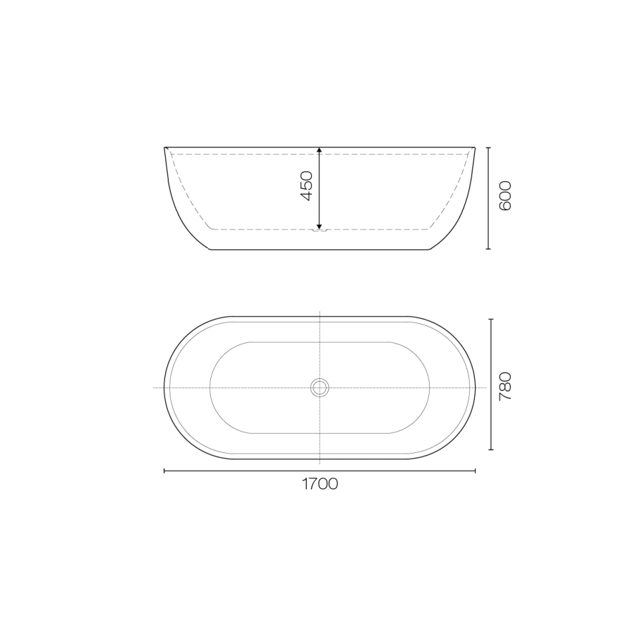 Plumbline Bath Kurv 1700 Freestanding Bath