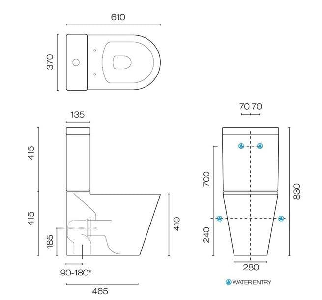 Plumbline Toilet Suite Evo 61 Back to Wall Toilet Suite with Slim Seat