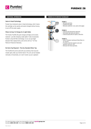 Puretec Filter Tap Puretec PureMix Z6 Undersink Mains Water Filter System