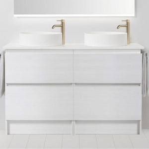 Bath & Co Vanity VCBC Soft Solid Surface 1300 Floor Vanity | 2 Basins + 4 Drawers