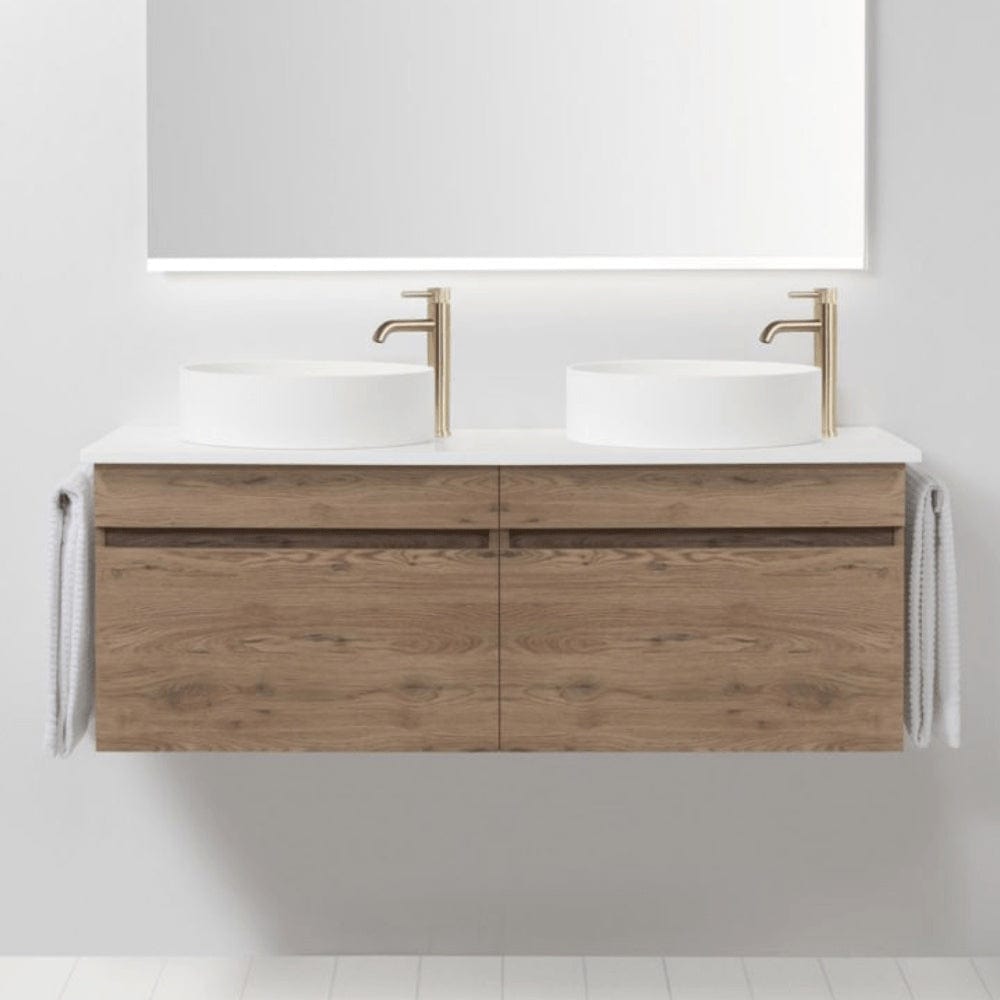 Bath & Co Vanity VCBC Soft Solid Surface 1300 Wall Vanity | 2 Basins + 2 Drawers