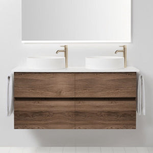 Bath & Co Vanity VCBC Soft Solid Surface 1300 Wall Vanity | 2 Basins + 4 Drawers