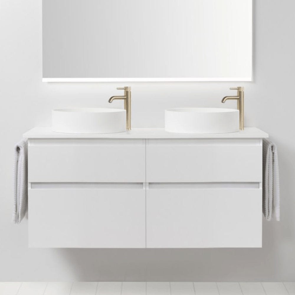 Bath Co Vanity VCBC Soft Solid Surface 1300 Wall Vanity | 2 Basins + 4 Drawers