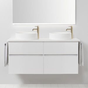 Bath & Co Vanity VCBC Soft Solid Surface 1300 Wall Vanity | 2 Basins + 4 Drawers