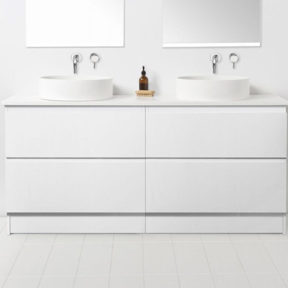 Bath & Co Vanity VCBC Soft Solid Surface 1550 Floor Vanity | 2 Basins + 4 Drawers